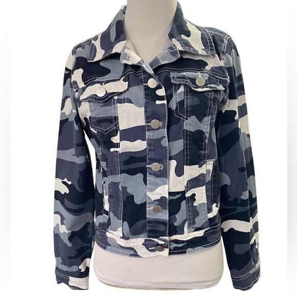 JouJou Denim Jacket Blue Camo - Picture 1 of 3